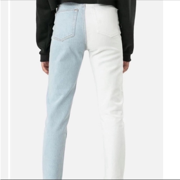 Stevens Color Block Jeans | MOM button fly  Raw Hem High Rise - Picture 9 of 14